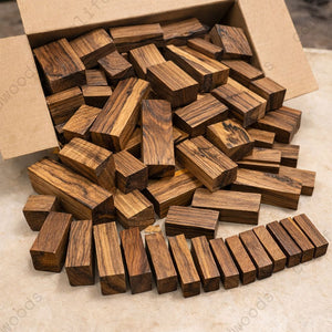 Box of Ovangkol Wood Scrap DIY Craft Carving Scroll Short Lumber Cutoff Boards