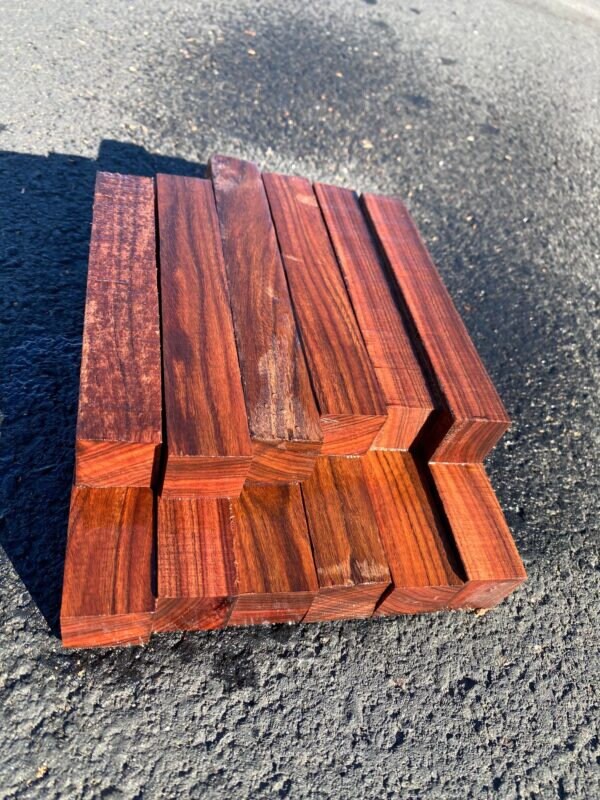 California exotic hardwoods pack of 4 Pen blanks 1"x1"x6 | #Bolivian rosewood #Iroko # Marble figured Padauk #Curly Ovangkol