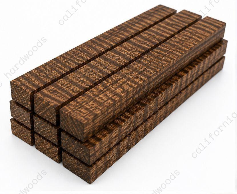 Ovangkol Curly Wood Pack – Figured Exotic Lumber Blanks (1" x 2" x 12") pack of 9