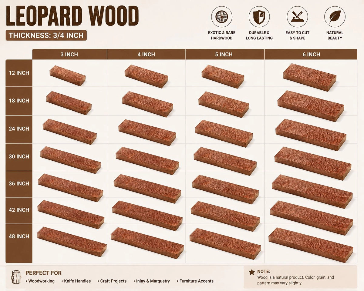3/4" Thick Leopardwood Dimensional Boards – Exotic Hardwood Lumber for Fine Woodworking