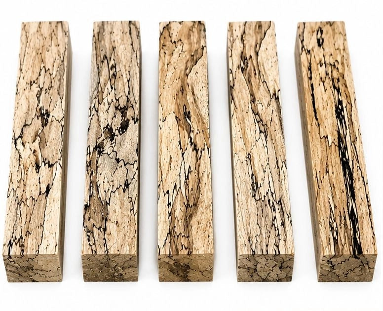 5 Pieces Stunning Spalted Tamarind Pen Blanks – 3/4" x 3/4" x 6" Premium Exotic Wood for Pen Turning