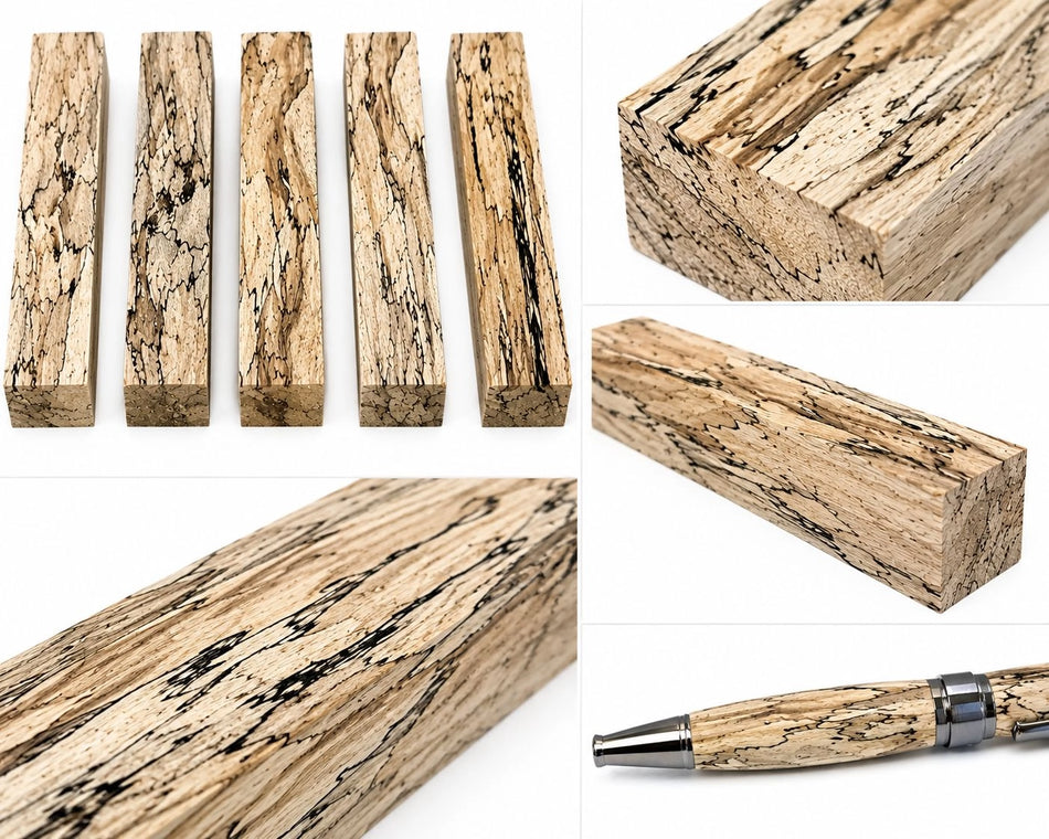 5 Pieces Stunning Spalted Tamarind Pen Blanks – 3/4" x 3/4" x 6" Premium Exotic Wood for Pen Turning