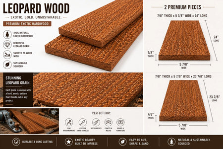 7/8” Leopard Wood Exotic Lumber (2PCS) – Kiln Dried Premium Hardwood Boards