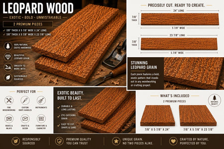 7/8” Leopard Wood Exotic Lumber (2PCS) – Kiln Dried Premium Hardwood Boards