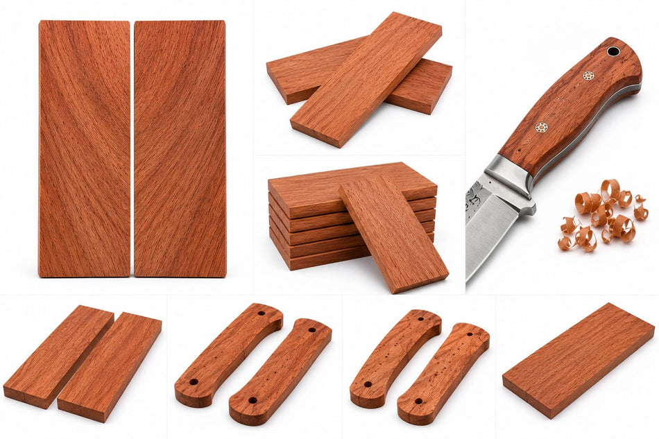 Curly Spanish Cedar Knife Scales – Premium Figured Exotic Hardwood Handle Blanks 5" x 1-1/2" x 3/8"