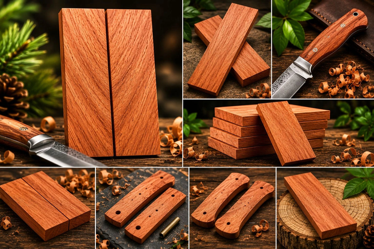 Curly Spanish Cedar Knife Scales – Premium Figured Exotic Hardwood Handle Blanks 5" x 1-1/2" x 3/8"