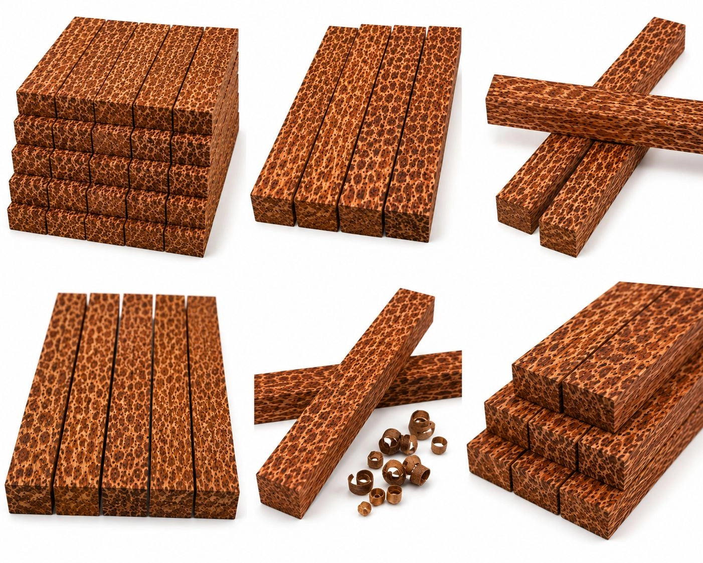 East Indian Rosewood & Leopardwood Wood Blanks – Exotic Hardwood Combo Pack (10 Pieces)