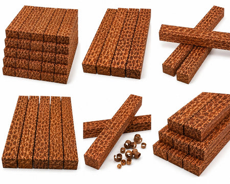 East Indian Rosewood & Leopardwood Wood Blanks – Exotic Hardwood Combo Pack (10 Pieces)