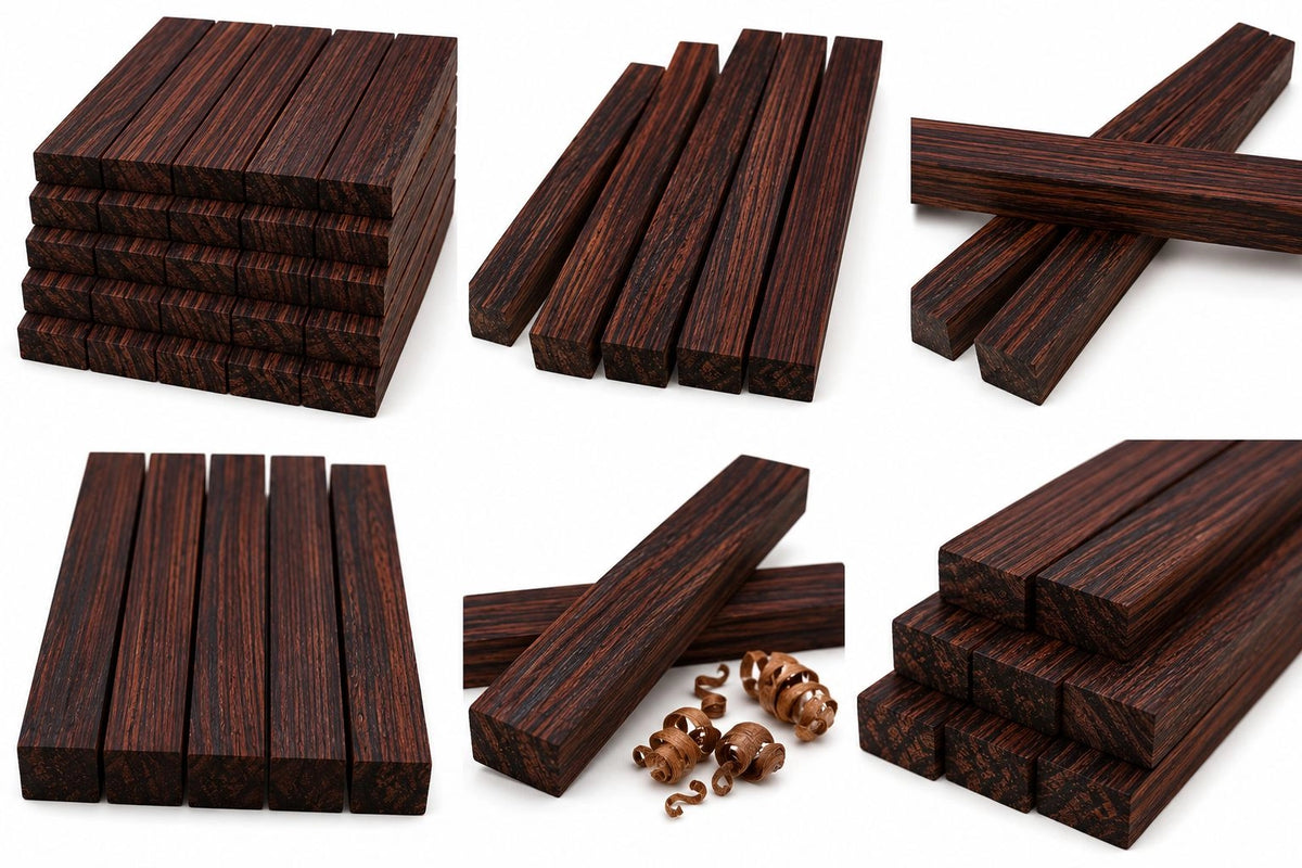 East Indian Rosewood & Leopardwood Wood Blanks – Exotic Hardwood Combo Pack (10 Pieces)