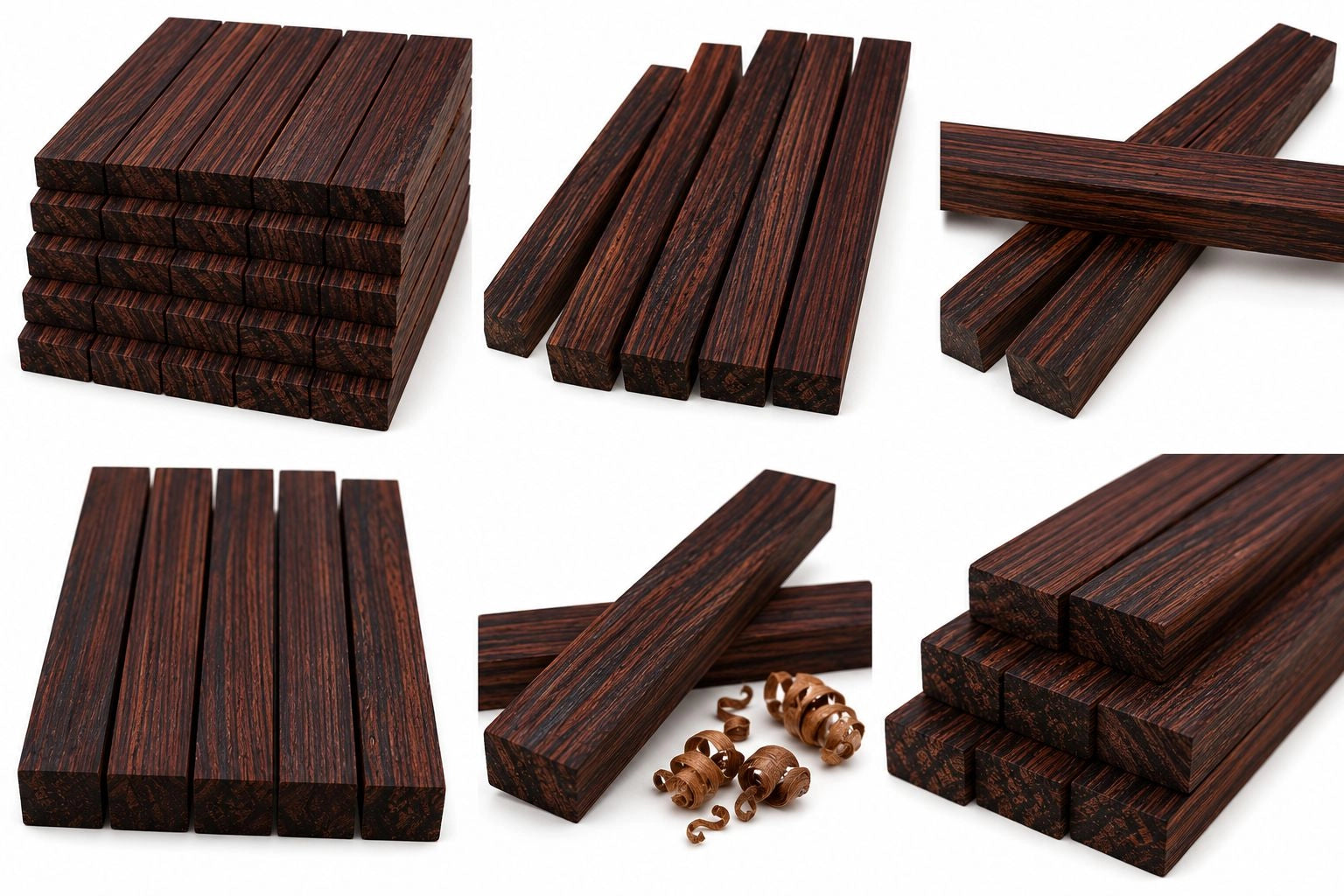 East Indian Rosewood & Leopardwood Wood Blanks – Exotic Hardwood Combo Pack (10 Pieces)