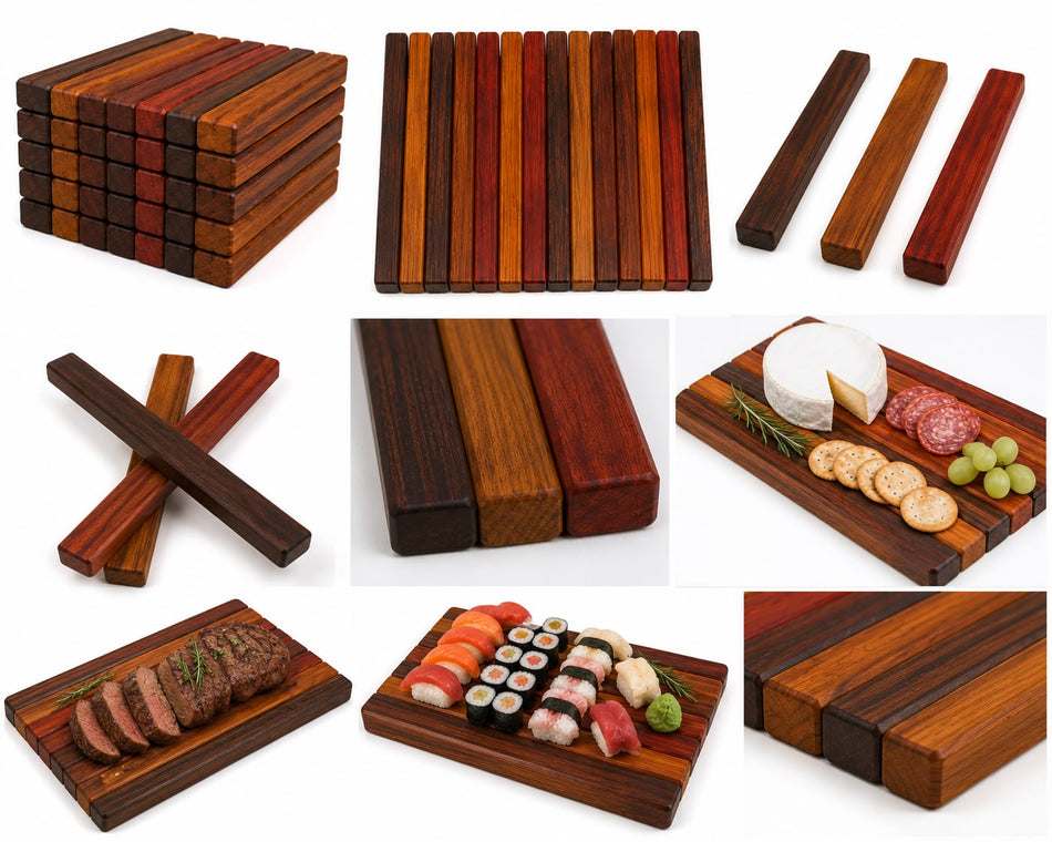 East Indian Rosewood, Ovangkol, Granadillo Cutting Boards Combo Pack 15