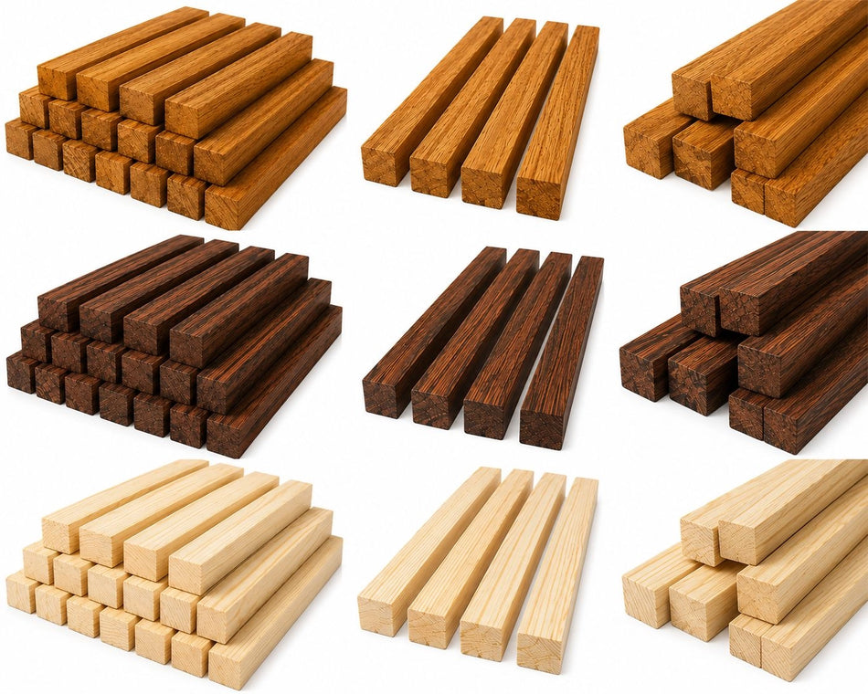 Iroko, Ovangkol & Swamp Ash Turning Blanks Pack – Exotic Hardwood Turning Stock (15 Pieces)