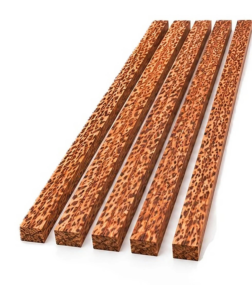 Pack of 5 Leopardwood Binding Wood Strips – Exotic Figured Wood for Guitar & Luthier Projects