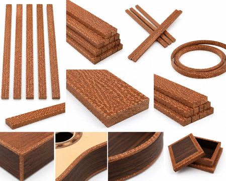 Pack of 5 Leopardwood Binding Wood Strips – Exotic Figured Wood for Guitar & Luthier Projects