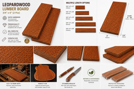 Leopardwood Lumber Boards – 3/4" x 6" (2 PCS) Exotic Hardwood Lumber