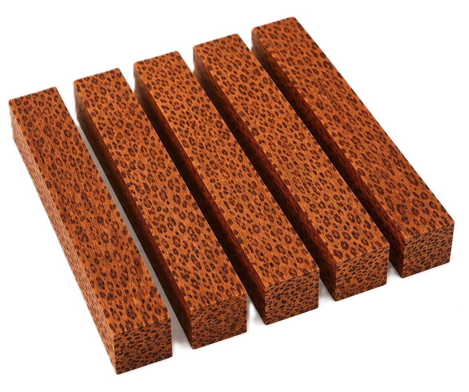 Leopardwood Pen Blanks – 3/4" x 3/4" x 6" (5 Piece Set) | Exotic Wood Turning Blanks for Pens, Crafting & Woodworking
