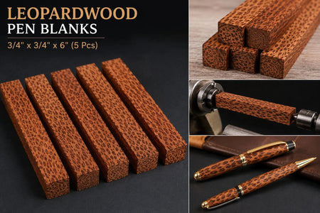 Leopardwood Pen Blanks – 3/4" x 3/4" x 6" (5 Piece Set) | Exotic Wood Turning Blanks for Pens, Crafting & Woodworking