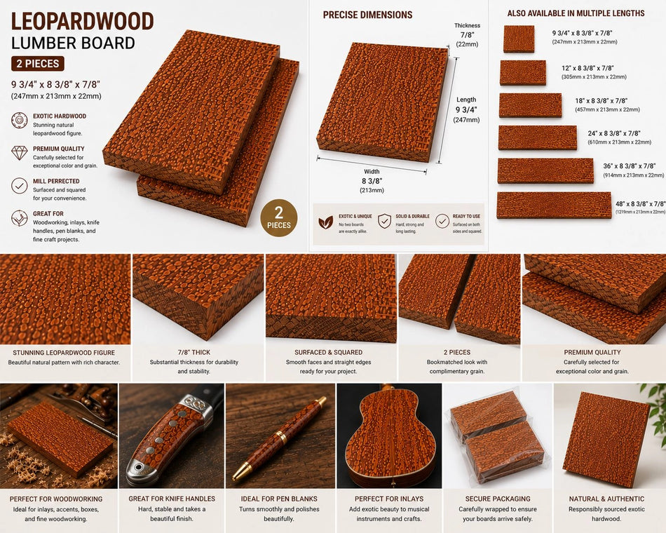 Leopardwood Serving & Cutting Board Blanks – Exotic Hardwood Lumber