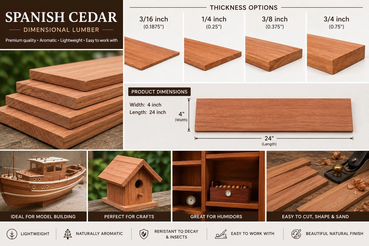 Spanish Cedar Dimensional Lumber – Premium Kiln-Dried Exotic Hardwood for Woodworking & Humidors