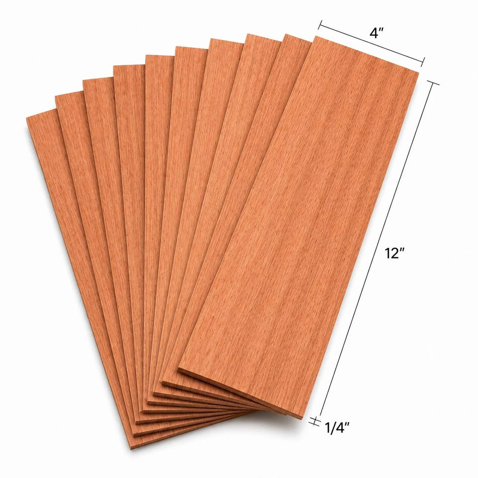 10-Pack Spanish Cedar Planks for Furniture Making and Decor 12"x4"x1/4"