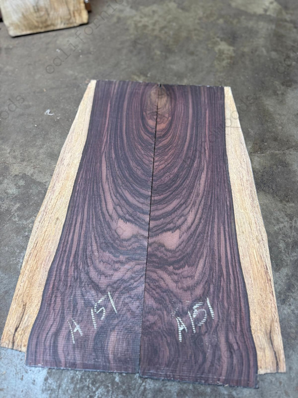 Figured East Indian rosewood Bookmatch sets ( 22 “ x15” x 3/16” )  #A151