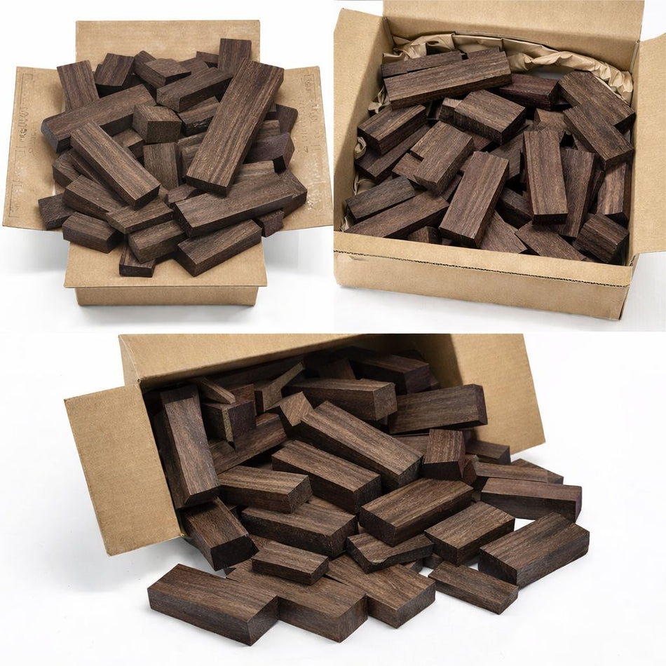 Box of Wenge Wood Scrap DIY Craft Carving Scroll Short Lumber Cutoff Boards