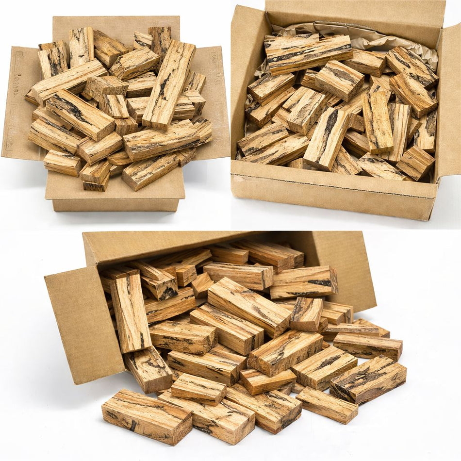 Box of  Spalted Tamarind Wood Scrap DIY Craft Carving Scroll Short Lumber Cutoff Boards