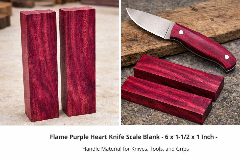 Flame Purpleheart Knife Scale Blank- 5 x 1-1/2 x 3/8 Inch
