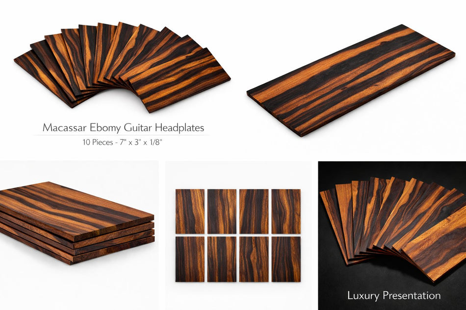 Macassar Ebony Guitar Headplate Wood Blank