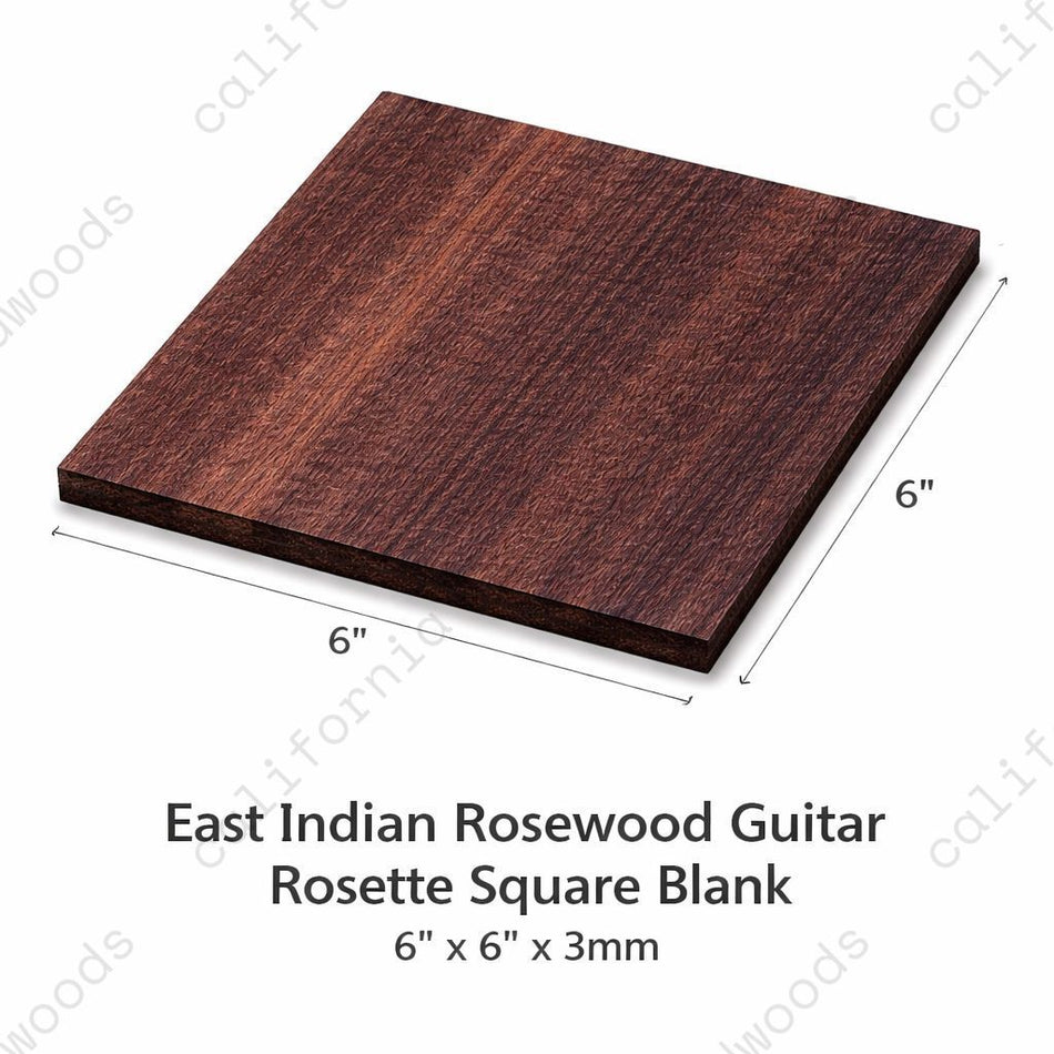 East Indian Rosewood Guitar Rosette Square blank 6” x 6” x 3mm