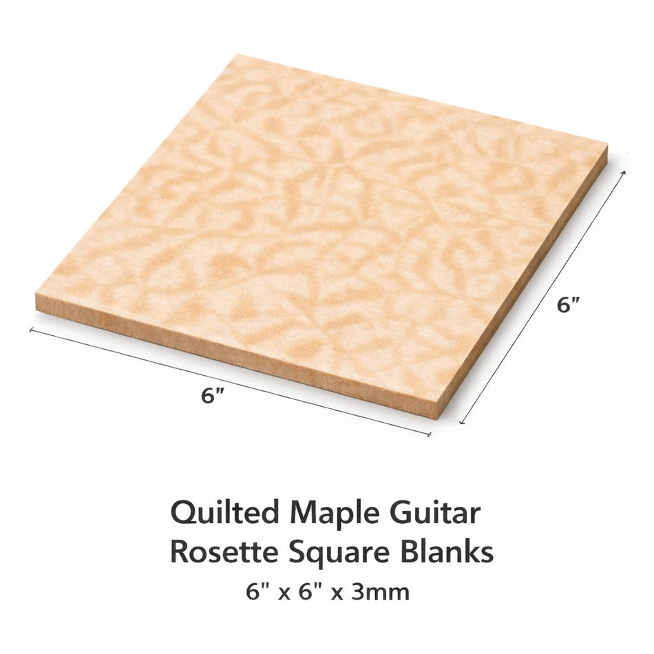 Curly Hard Maple Guitar Rosette Square blanks 6” x 6” x 3mm