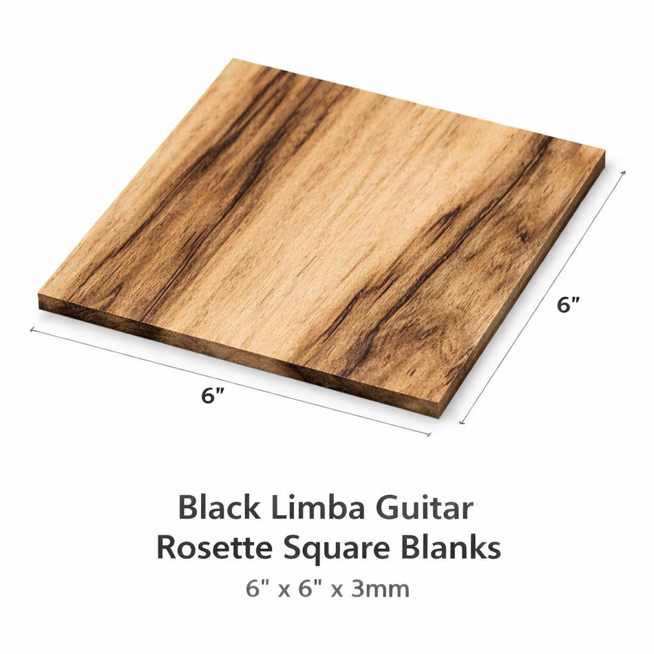 Black Limba Guitar Rosette Square blanks 6” x 6” x 3mm