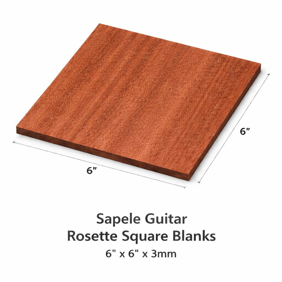 Sapele Guitar Rosette Square blanks 6” x 6” x 3mm