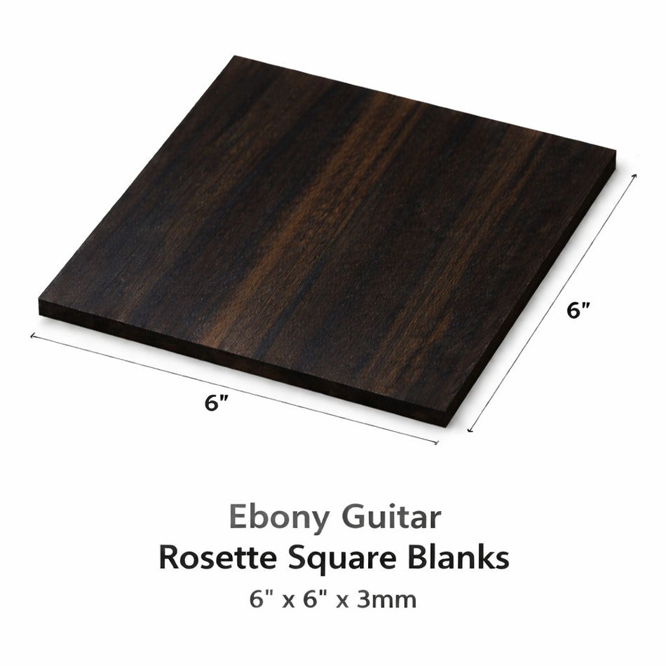 Ebony Guitar Rosette Square Blanks – 6” x 6” x 3mm