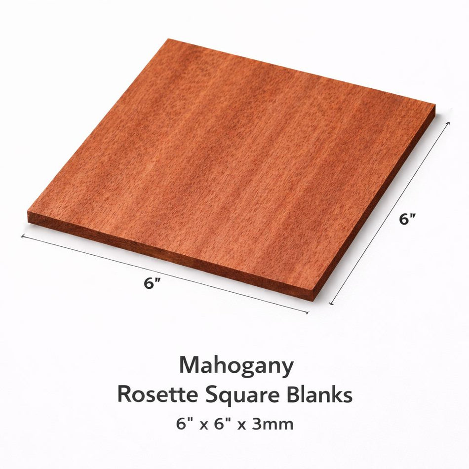 Mahogany Guitar Rosette Square Blanks – 6” x 6” x 3mm