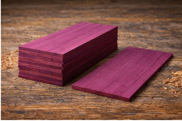 Purpleheart Wood Veneer | Marquetry Inlay - 200mm x 100mm x 4mm