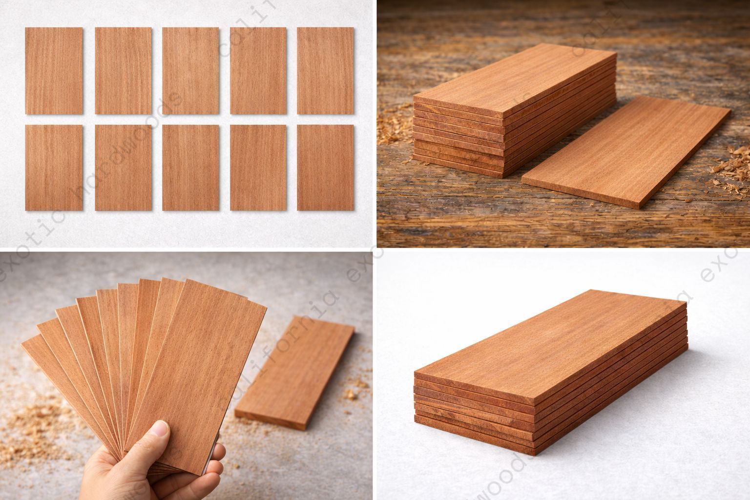 Spanish Cedar Wood Veneer | Marquetry Inlay - 200mm x 100mm x 4mm