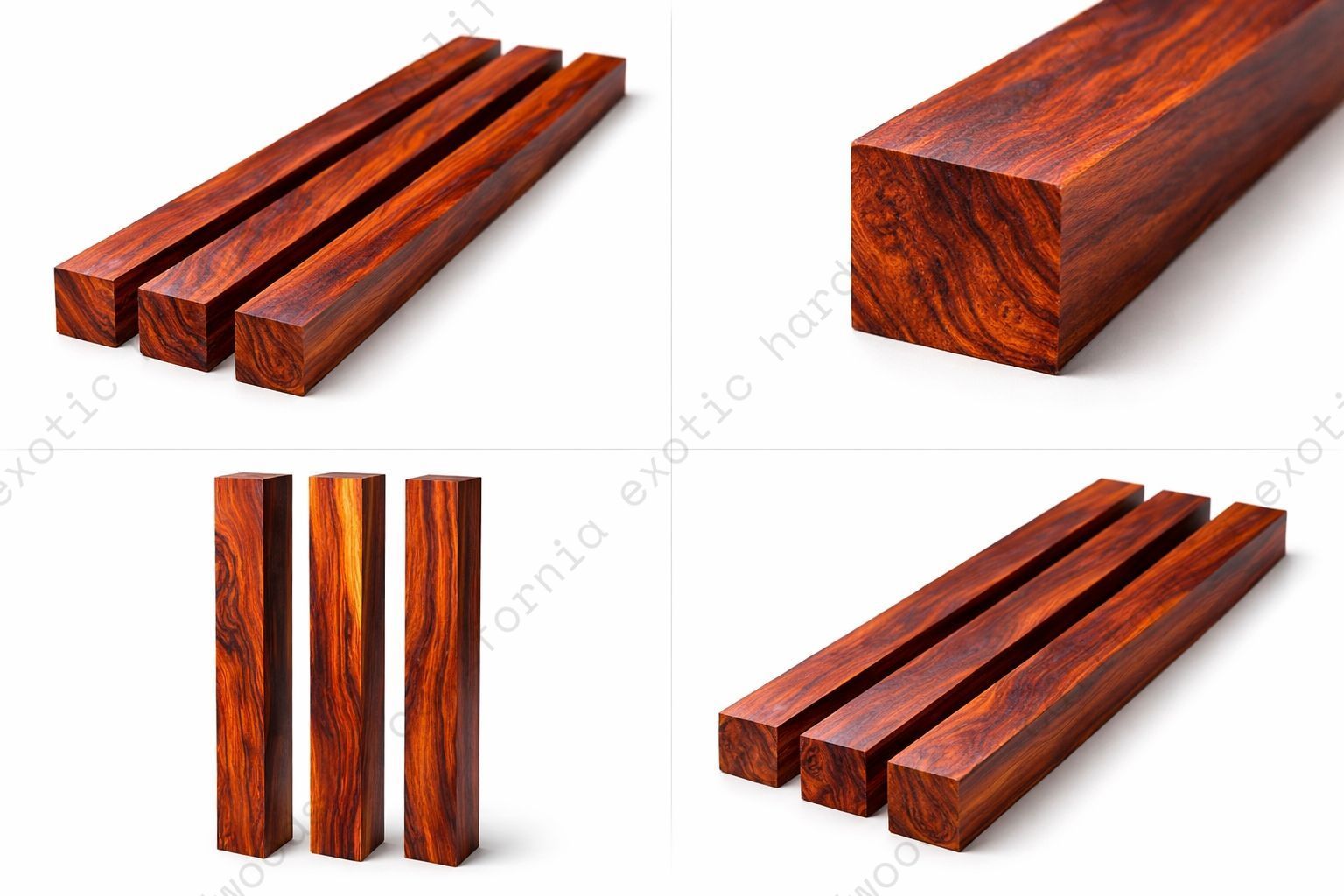 Cocobolo Medium Exotic Wood Blanks | 1-1/4" x 1-1/4" x 14"