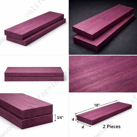 Purpleheart Wood Board – 3/4" x 4" x 18" | 2 Pack