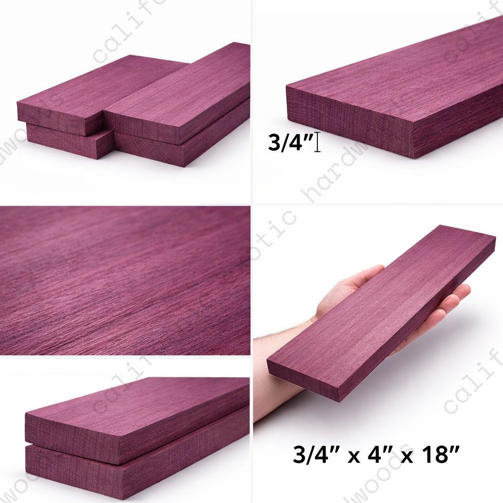 Purpleheart Wood Board – 3/4" x 4" x 18" | 2 Pack