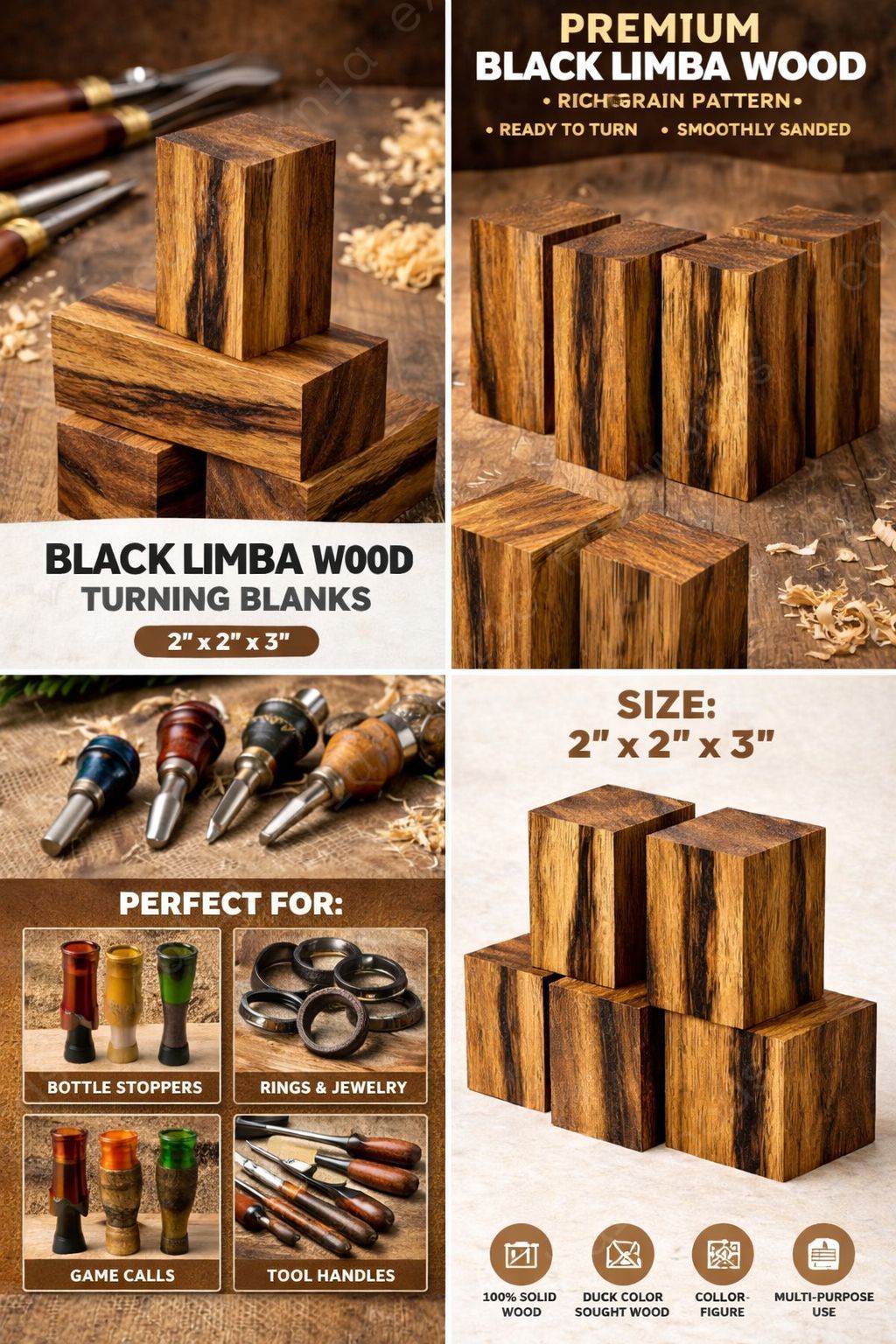 Black Limba Wood Turning Blank – Exotic Wood for Fine Crafting