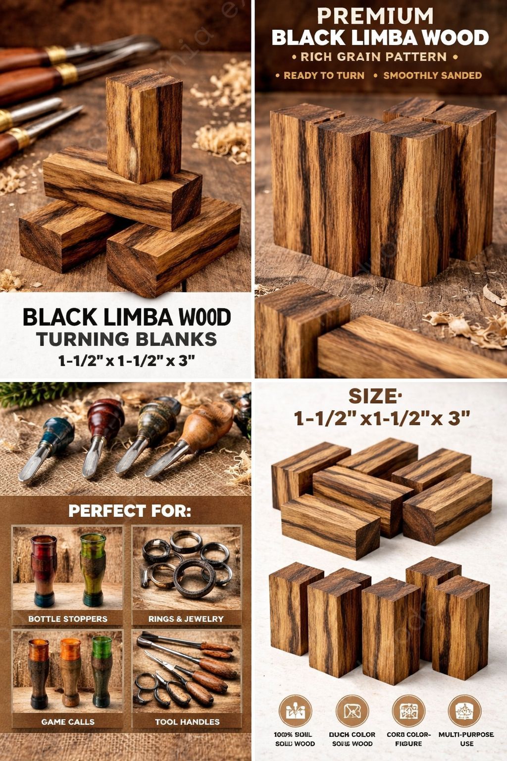 Black Limba Wood Turning Blank – Exotic Wood for Fine Crafting