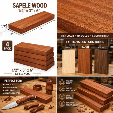 Sapele Hardwood Lumber (1/2"x3"x6")