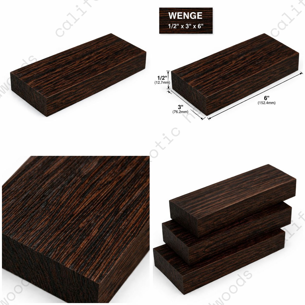 Wenge Hardwood Lumber – 1/2" x 3" x 6" Exotic Wood