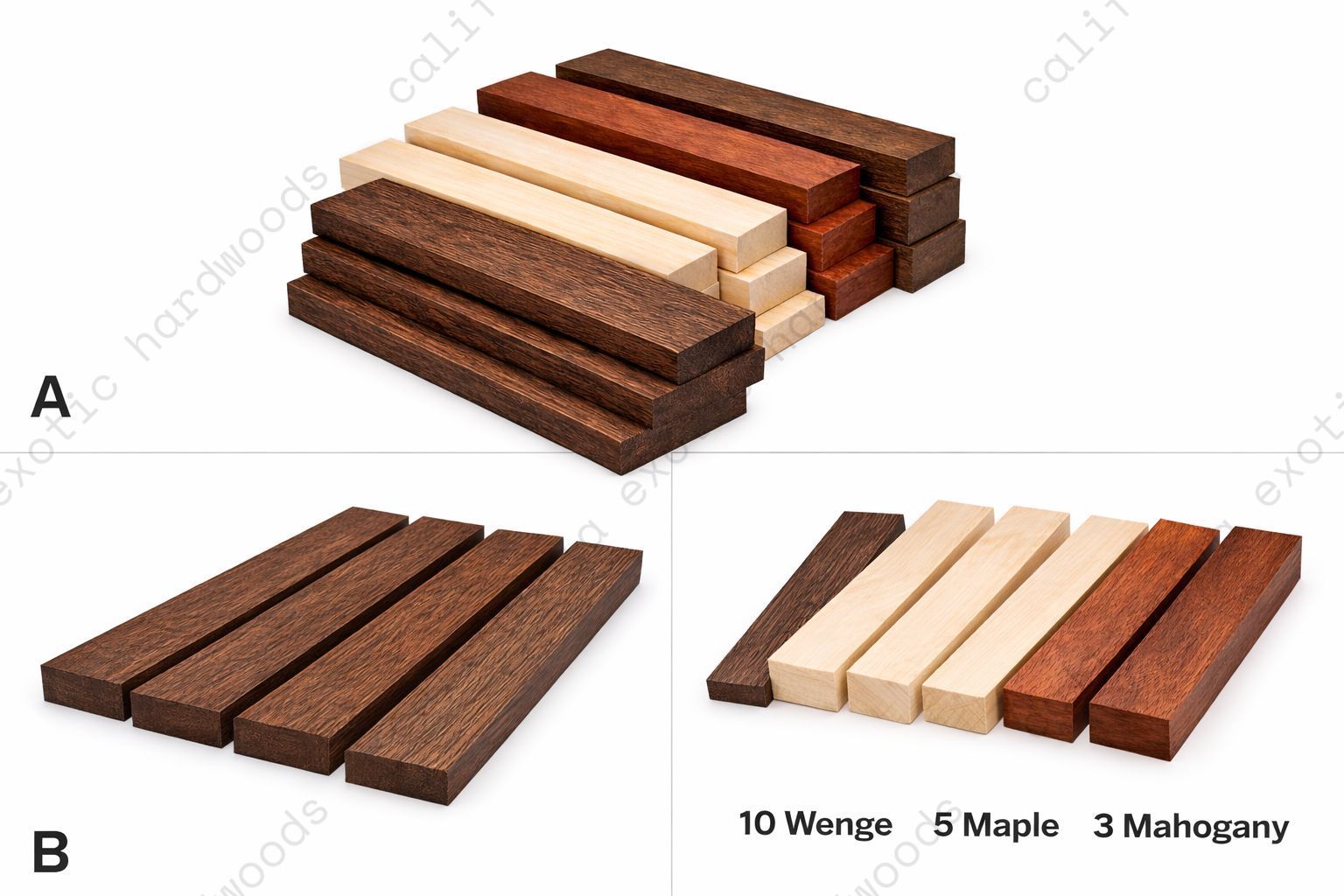 Wenge Exotic Cutting Board Kit – 18 Piece Hardwood Set (Wenge, Maple & Mahogany)
