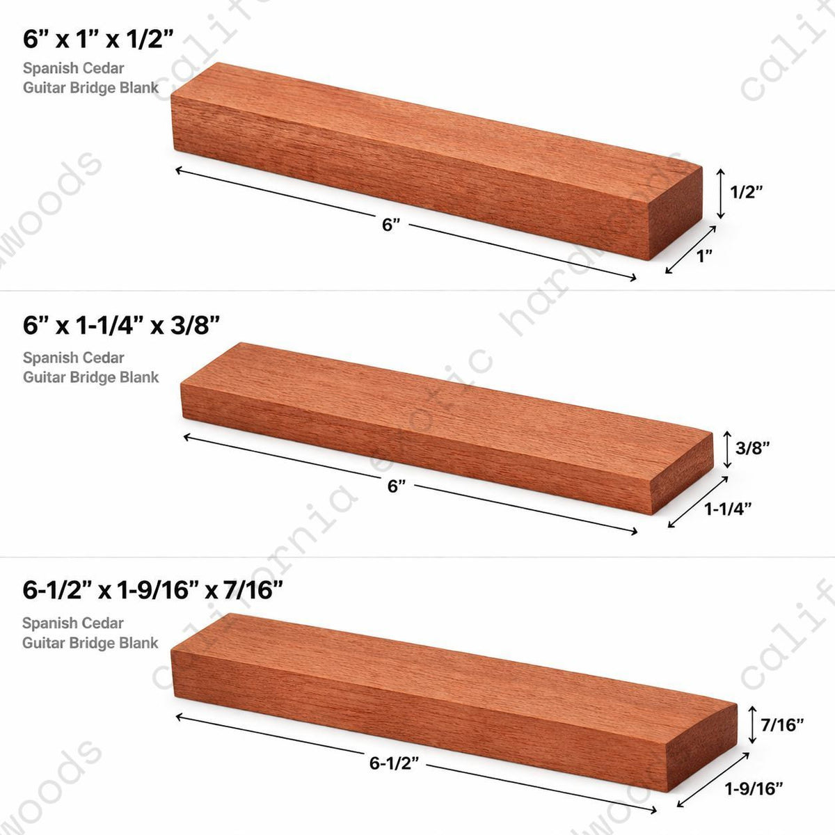 Spanish Cedar Guitar Bridge Blanks