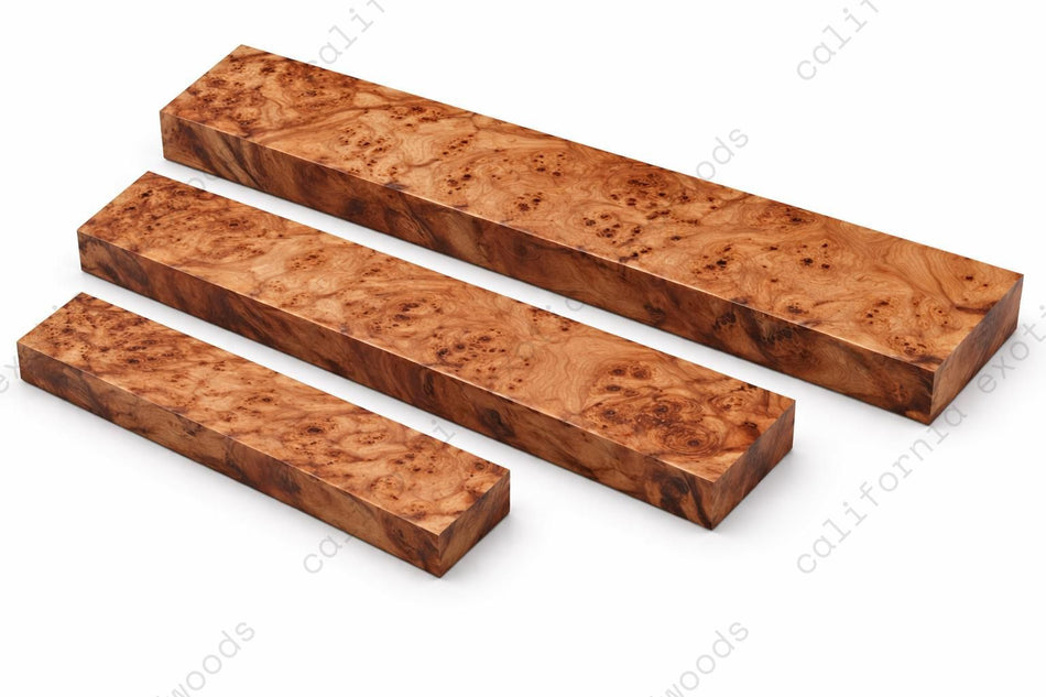 Bastogne Walnut Burl Inlay Wood Blank – 1/4" x 1-1/2" x 9" | Exotic Figured Hardwood for Fine Woodworking