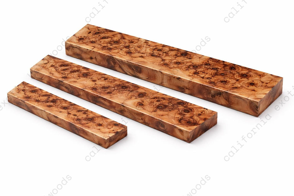 Bastogne Walnut Burl Inlay Wood Blank – 1/4" x 1-1/2" x 9" | Exotic Figured Hardwood for Fine Woodworking