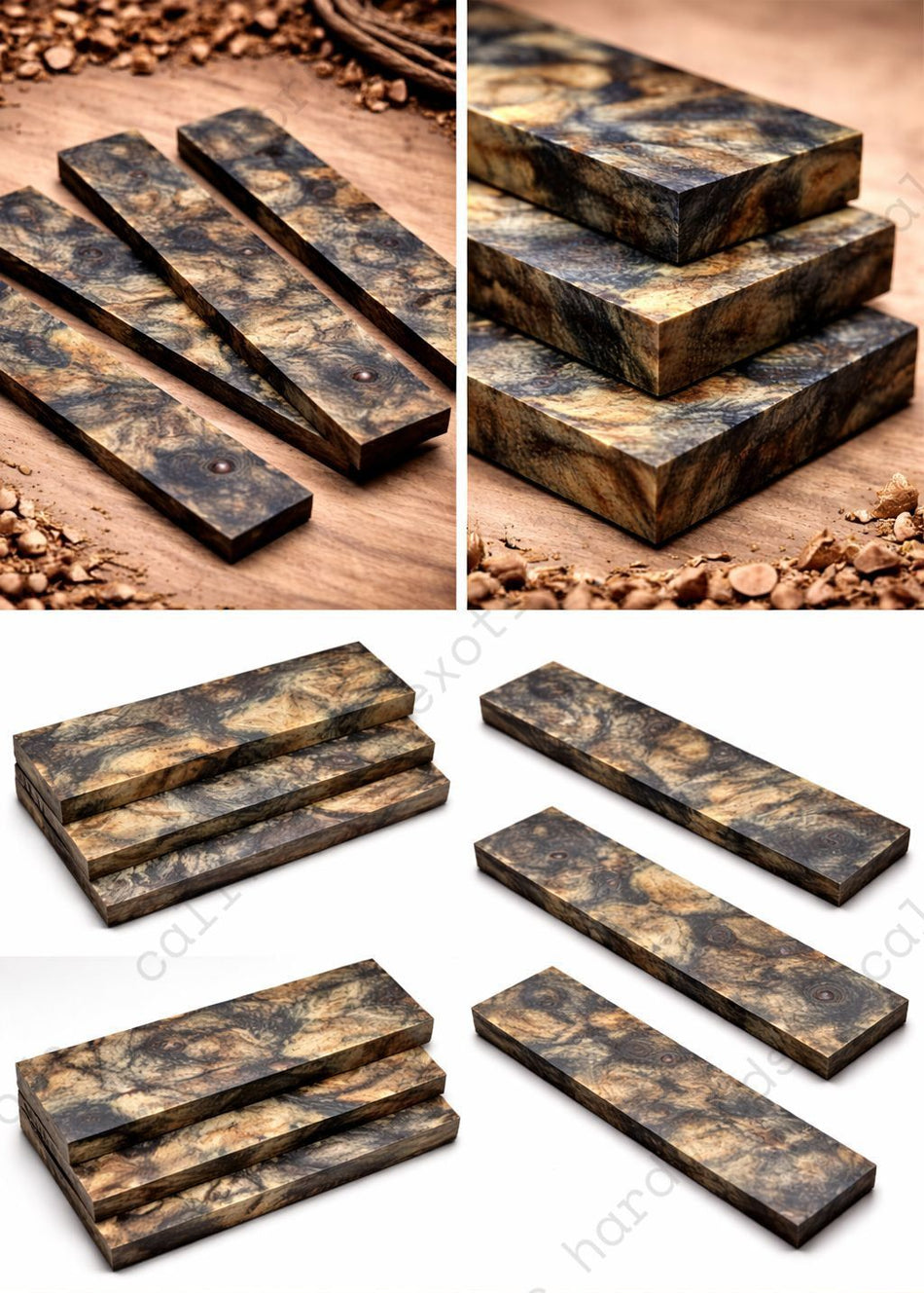 Buckeye Burl Inlay Wood Blank – 1/4" x 1-1/2" x 9" | Exotic Figured Hardwood for Fine Woodworking