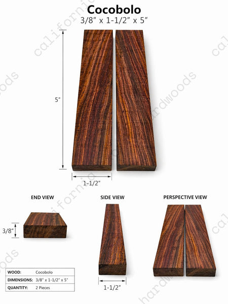 Cocobolo Turning Blank – 3/8" x 1-1/2" x 5"